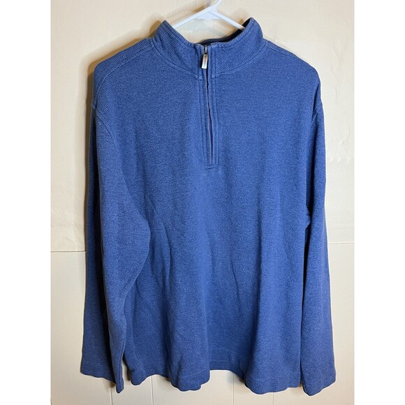 Van Heusen 1/4 Zip Men's XL Blue Long Sleeve Pull Over India Cotton Polyester - Picture 1 of 7